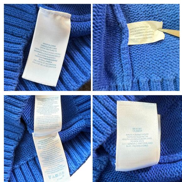 Ralph Lauren Big Pony Full-Zip Knit Hooded‎ Sweater Baby 24M Preppy Blue Yellow - Picture 7 of 8